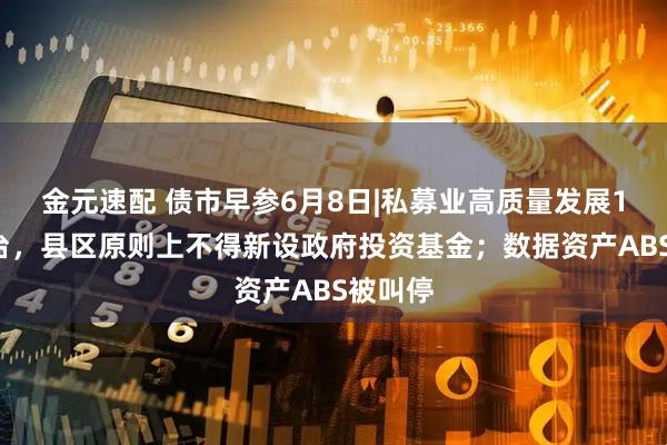 金元速配 债市早参6月8日|私募业高质量发展18条出台，县区原则上不得新设政府投资基金；数据资产ABS被叫停